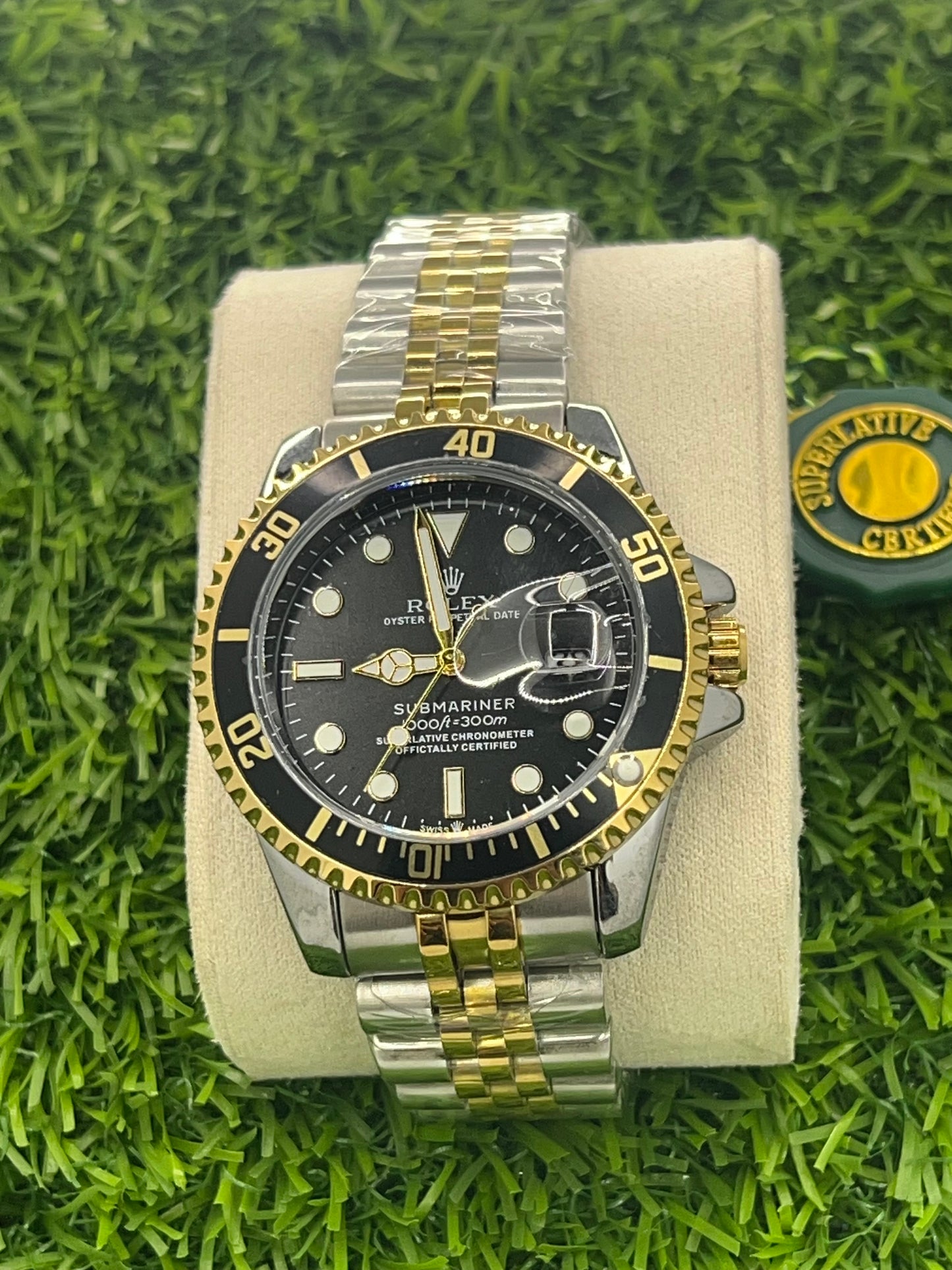 Rolex Two-Tone Black Dial – Luxury Rotating Bezel Stainless Steel & Gold Premium Watch for Men