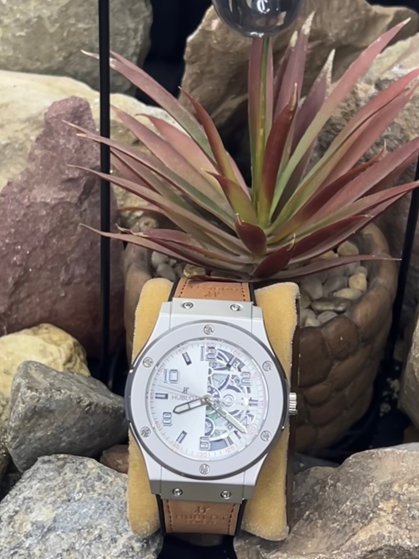 Hublot Classic Fusion – Silver Dial Luxury Watch with Mustard Leather Strap
