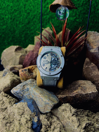 Hublot Classic Fusion – Silver Dial Luxury Watch with Gray Leather Strap
