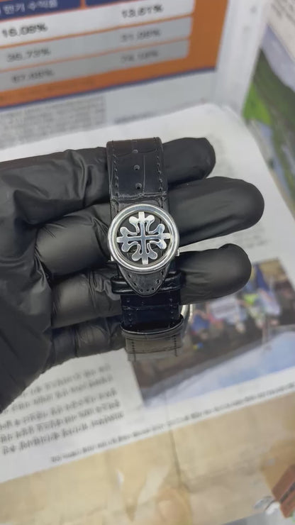 Patek Philippe Gold – Swiss Luxury Watch with Black Leather Strap for Men